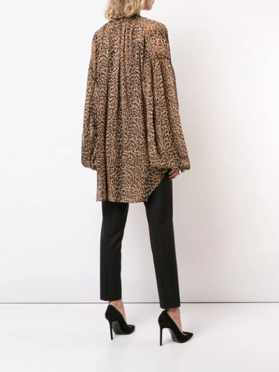 Shop Saint Laurent Sheer Leopard Print Tunic - Brown