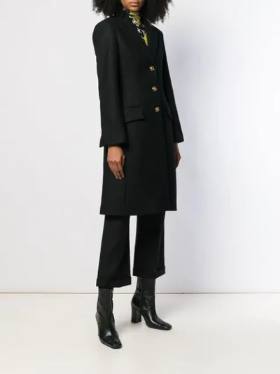 Shop Versace Single-breasted Wool Coat In Black