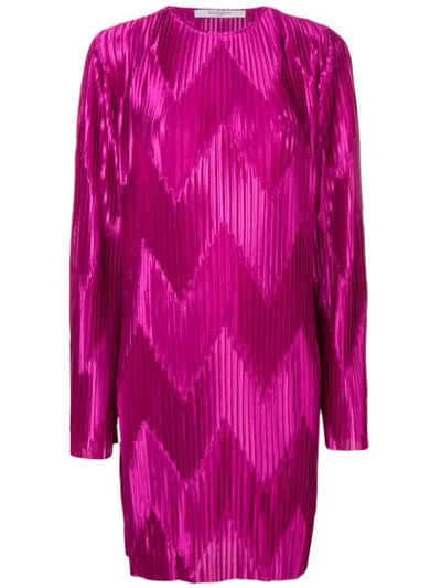 Shop Givenchy Zig Zag Pleated Dress In Purple