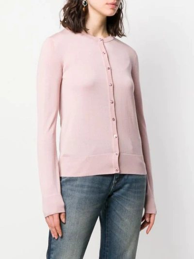 Shop Dolce & Gabbana Crystal Button Front Cardigan In Pink