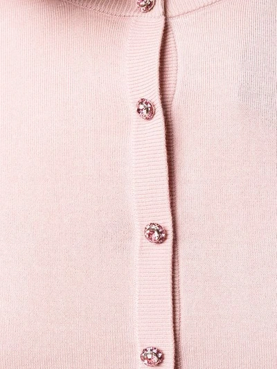 Shop Dolce & Gabbana Crystal Button Front Cardigan In Pink