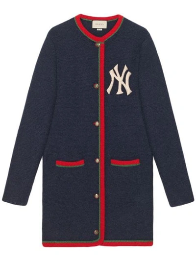 Shop Gucci Cardigan With Ny Yankees™ Patch In 4033 Blu