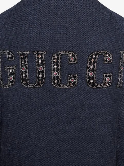 Shop Gucci Cardigan With Ny Yankees™ Patch In 4033 Blu