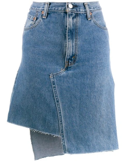 Shop Ji Oh Asymmetric Denim Skirt In Blue