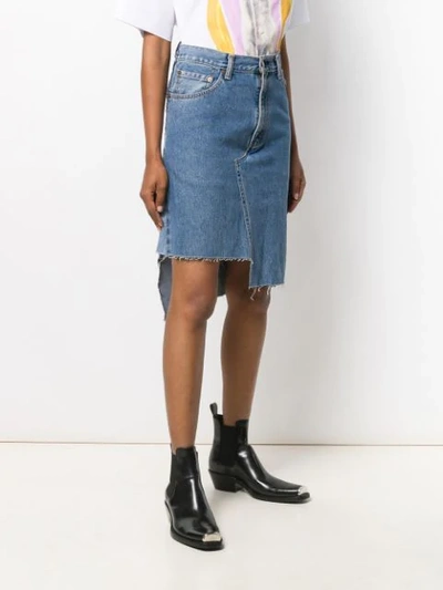 Shop Ji Oh Asymmetric Denim Skirt In Blue