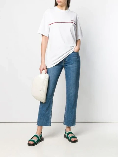Shop Adish Embroidered Stripe T-shirt In White