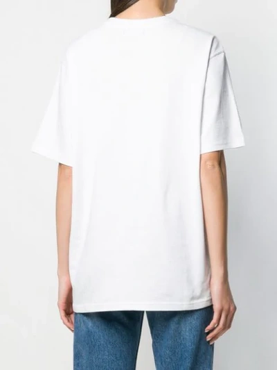 Shop Adish Embroidered Stripe T-shirt In White