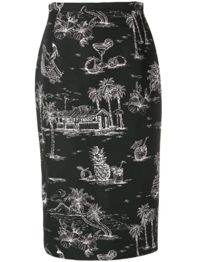 Shop N°21 Printed Pencil Skirt In Black