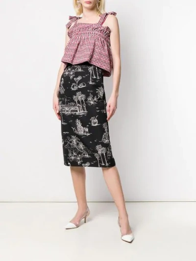 Shop N°21 Printed Pencil Skirt In Black