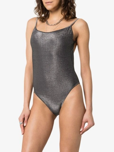 Shop Ack Fisico Amarena Scoop Neck Swimsuit In Metallic