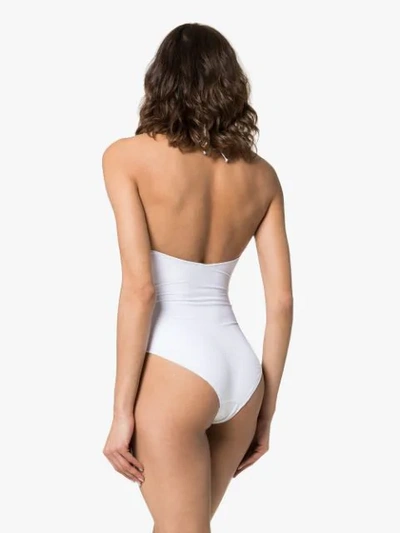 Shop Oseree White Maillot Halterneck Swimsuit