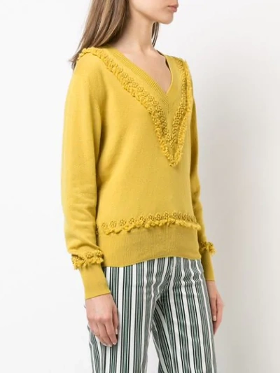 Shop Barrie Romantic Timeless Cashmere V-neck Pullover In Yellow