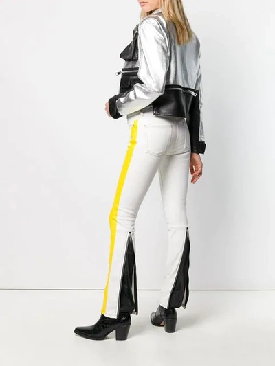 Shop Palm Angels Zipped Cuff Jeans In White