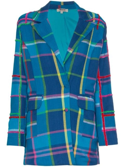 long sleeve check blazer jacket