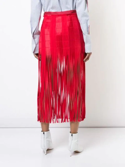 Shop Monse Fringe Midi Skirt In Red