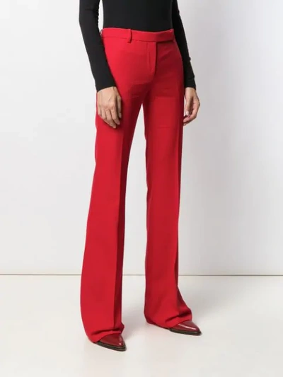 Alexander Mcqueen Red Wool Wide Leg Pants In Red