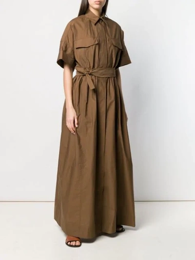 Shop Brunello Cucinelli Floor-length Shirt Dress In Brown