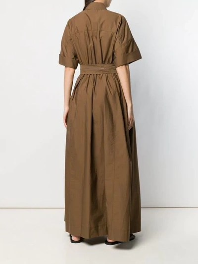 Shop Brunello Cucinelli Floor-length Shirt Dress In Brown