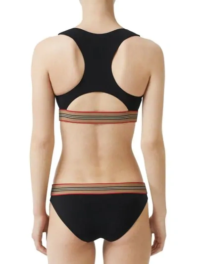 Shop Burberry Icon Stripe Detail Bikini In Black