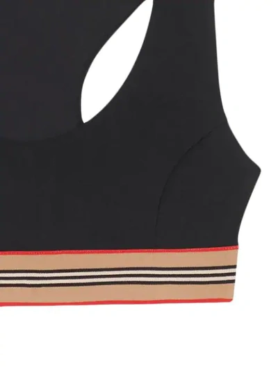 Shop Burberry Icon Stripe Detail Bikini In Black