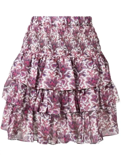 Shop Isabel Marant Tiered Mini Skirt In Purple