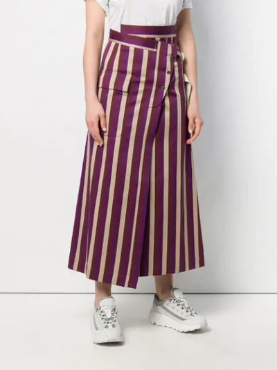 Shop Golden Goose Striped High-waisted Skirt In Purple