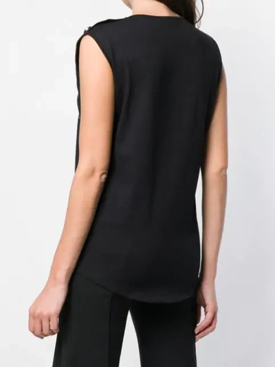Balmain Embellished Buttons Top In Eac Noir/argent