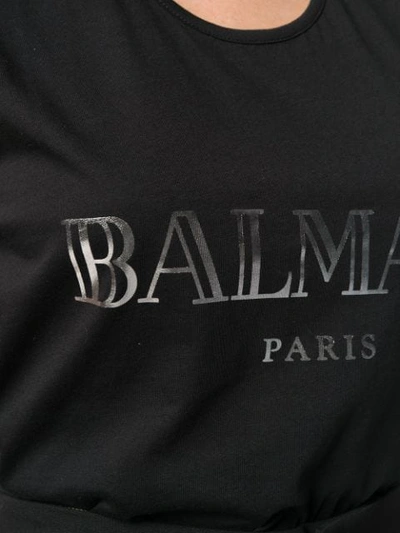 Shop Balmain Logo Print Tank Top In Eac Noir/argent