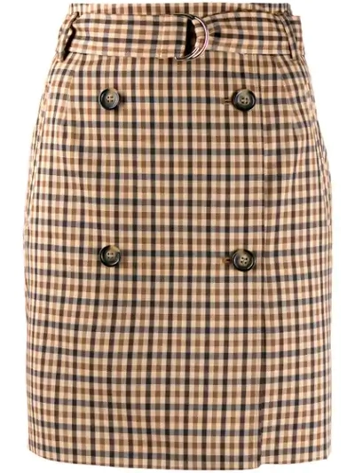 Shop Baum Und Pferdgarten Check Double-breasted Mini Skirt In Neutrals