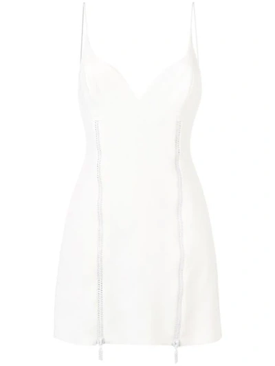 Shop David Koma Crystal Stripe Crepe Dress In White