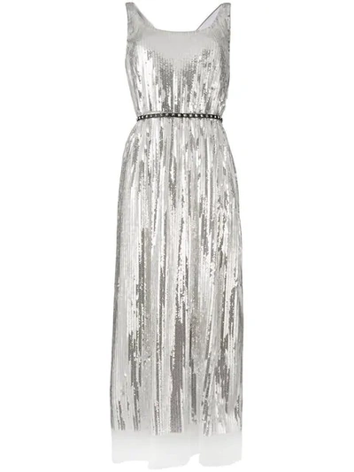 Shop Marc Jacobs Belted Flared Midi Dress In Metallic