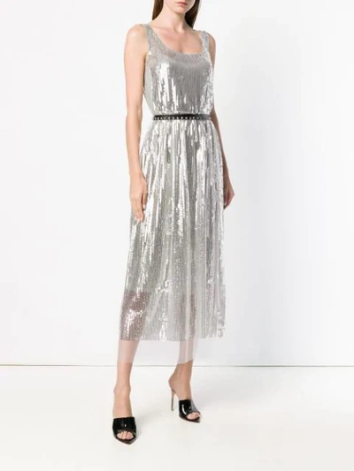 Shop Marc Jacobs Belted Flared Midi Dress In Metallic