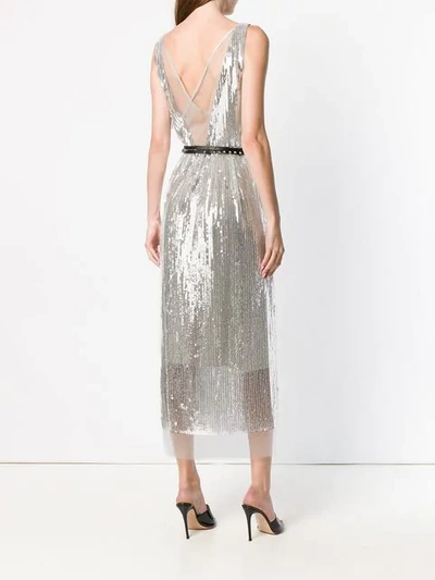 Shop Marc Jacobs Belted Flared Midi Dress In Metallic