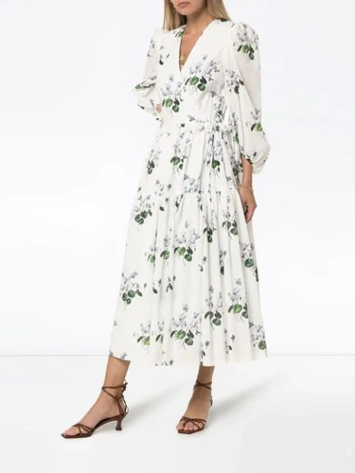 Shop Les Rêveries Floral Print Midi-dress In Multicolour