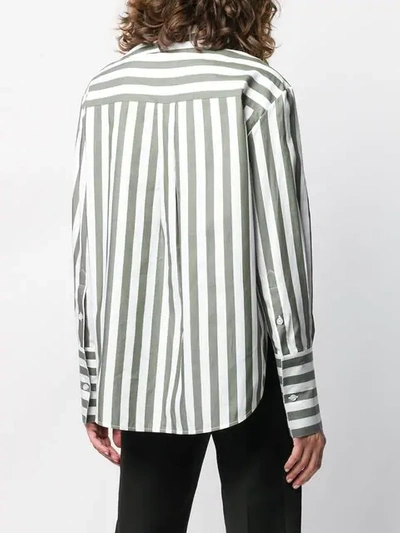 Shop Monse Striped Shoulder Placket Shirt In Green