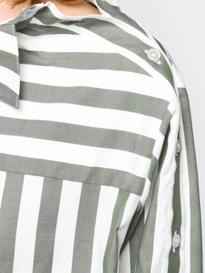 Shop Monse Striped Shoulder Placket Shirt In Green