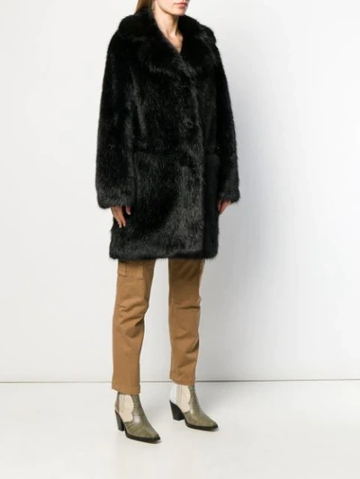 Shop P.a.r.o.s.h Faux Fur Coat In Black