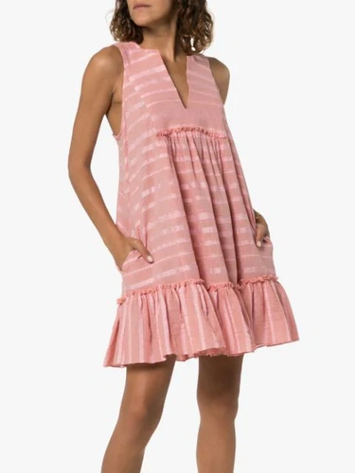 Shop Lemlem Tatyu Ruffled Mini-dress In Pink