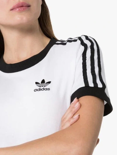 Shop Adidas Originals Logo Stripe T-shirt In White