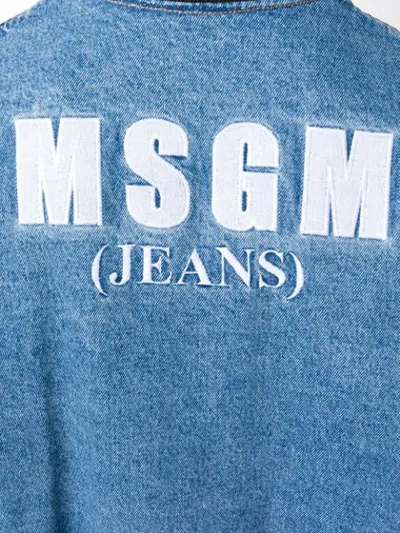 Shop Msgm Denim Bomber Jacket - Blue