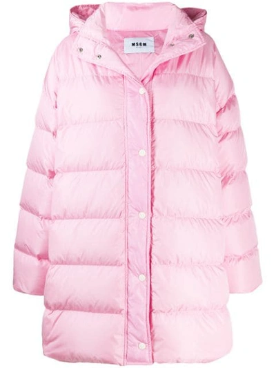 Shop Msgm Oversized Coat - Pink