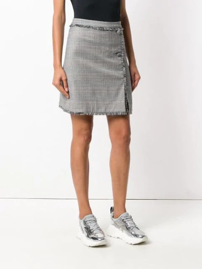 Shop Msgm Raw Edge Button Front Skirt In Black
