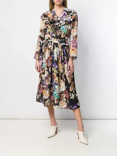 ACT N°1 FLORAL PRINT MIDI DRESS - 黑色