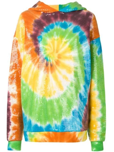 Shop R13 Tie-dye Sequin Hoodie In Green