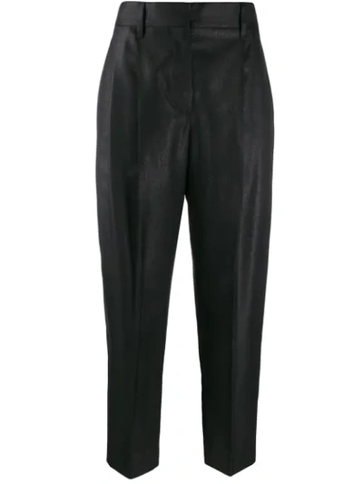 Shop Brunello Cucinelli Cropped High-rise Trousers In Black