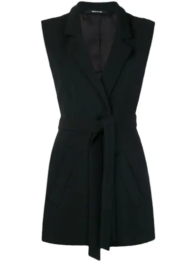 Shop Maison Margiela Belted Sleeveless Vest In Black