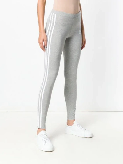 Shop Adidas Originals Three Stripe Leggings In Grey