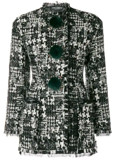 Shop Dolce & Gabbana Fitted Pompom Jacket - Black