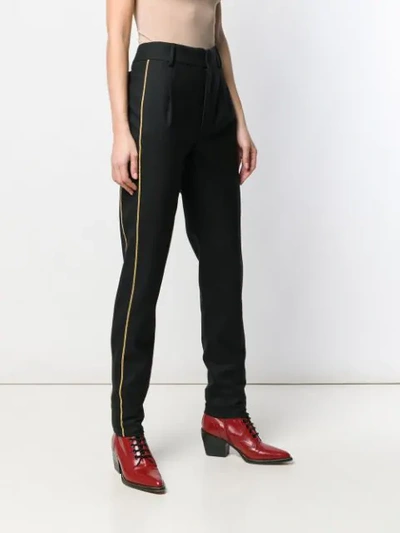 Shop Saint Laurent Lurex Trim Trousers In Black