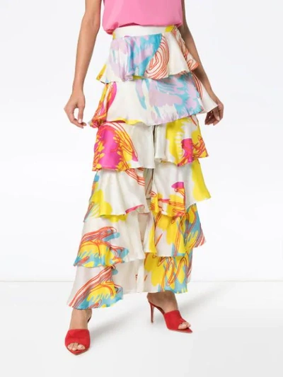 Shop All Things Mochi Perla Tiered Ruffled Maxi Skirt In White